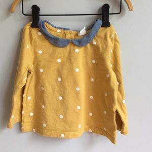 GAP Yellow Polka Dot Top With Peter Pan Collar